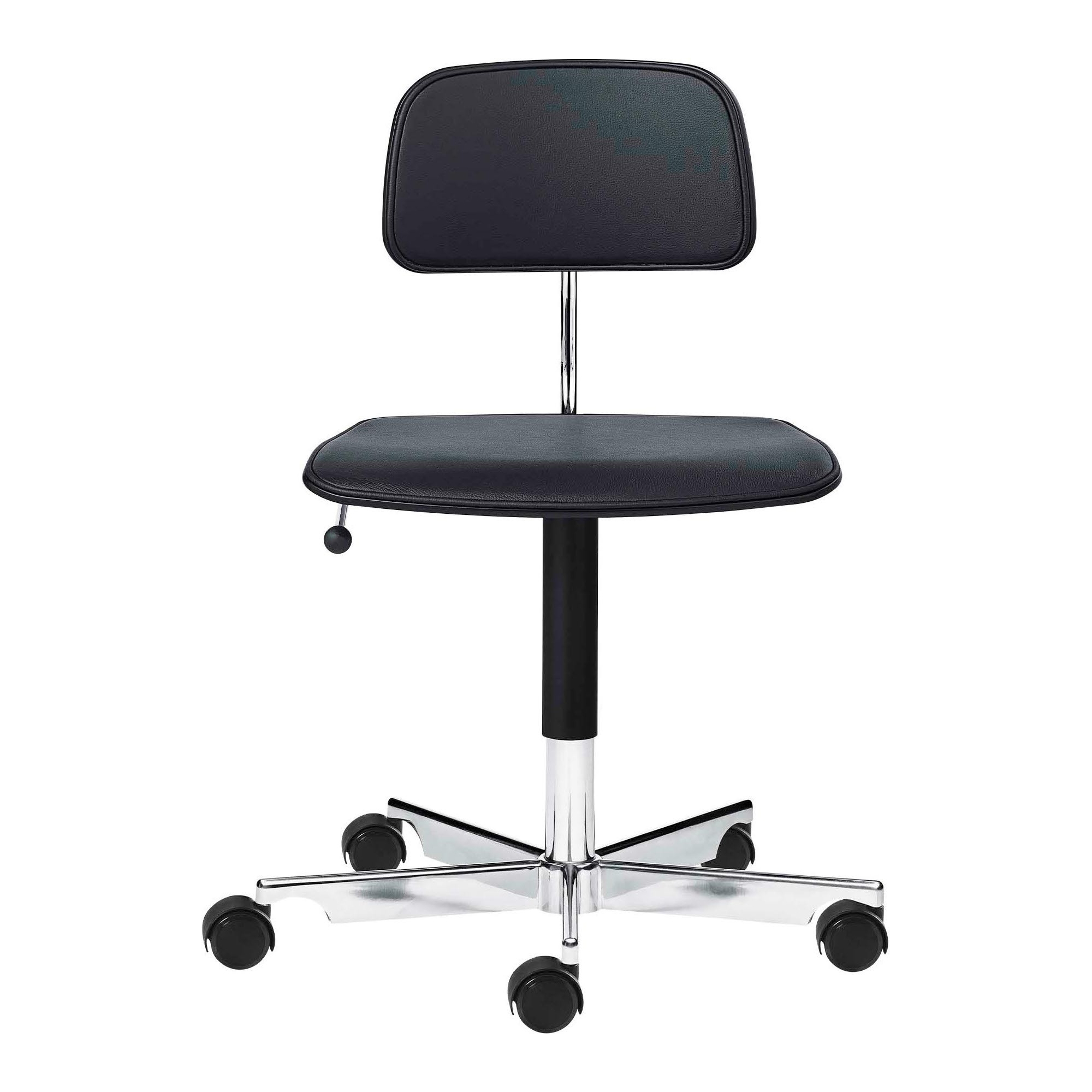 Kevi chair 2533 – black shell / Ultra black leather seat & back upholstered – H38-51cm (A) - Montana