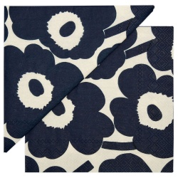 Unikko bleu foncé et naturel 552645 - Serviettes en papier