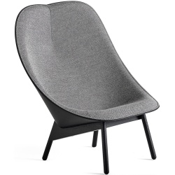 Hallingdal 166 / cuir Sierra SI1001 – chêne peint en noir – Fauteuil Uchiwa - HAY