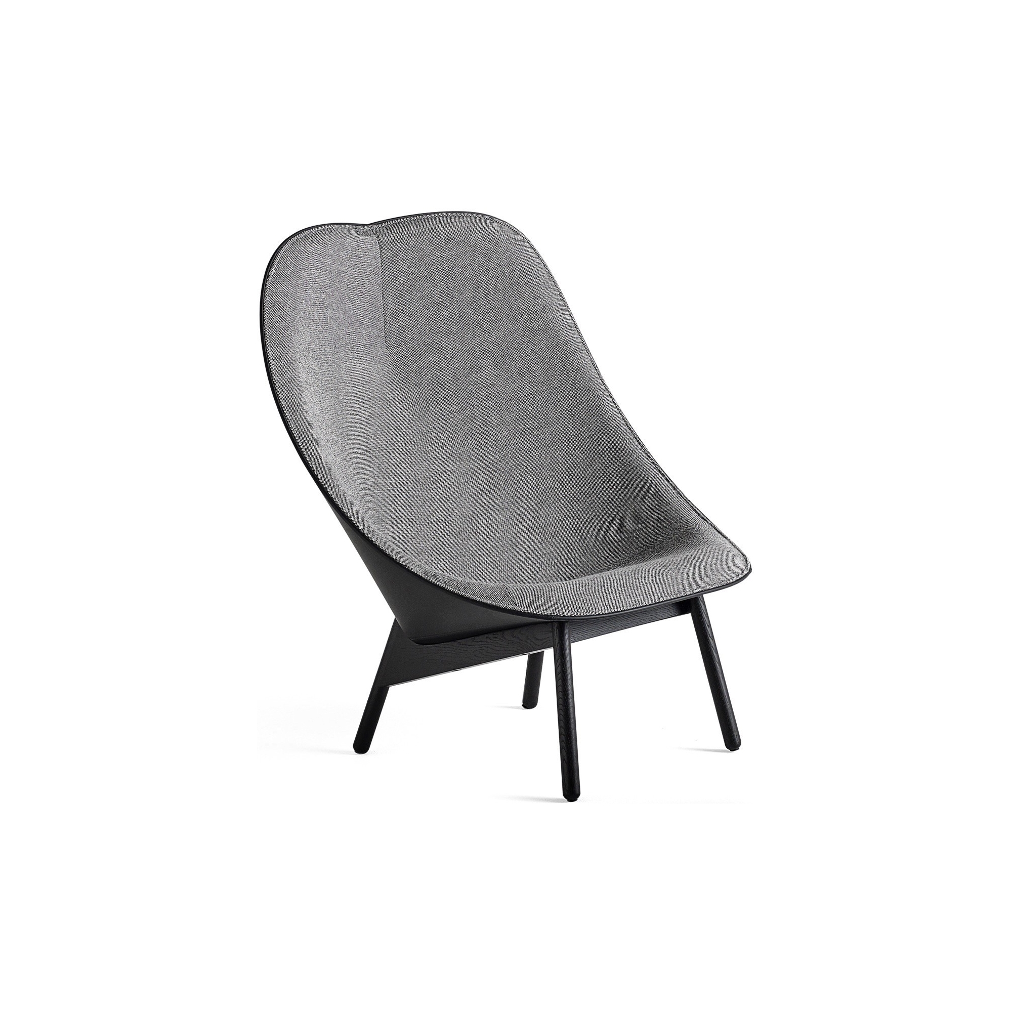 Hallingdal 166 / cuir Sierra SI1001 – chêne peint en noir – Fauteuil Uchiwa - HAY