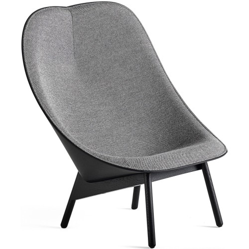 Hallingdal 166 / cuir Sierra SI1001 – chêne peint en noir – Fauteuil Uchiwa - HAY