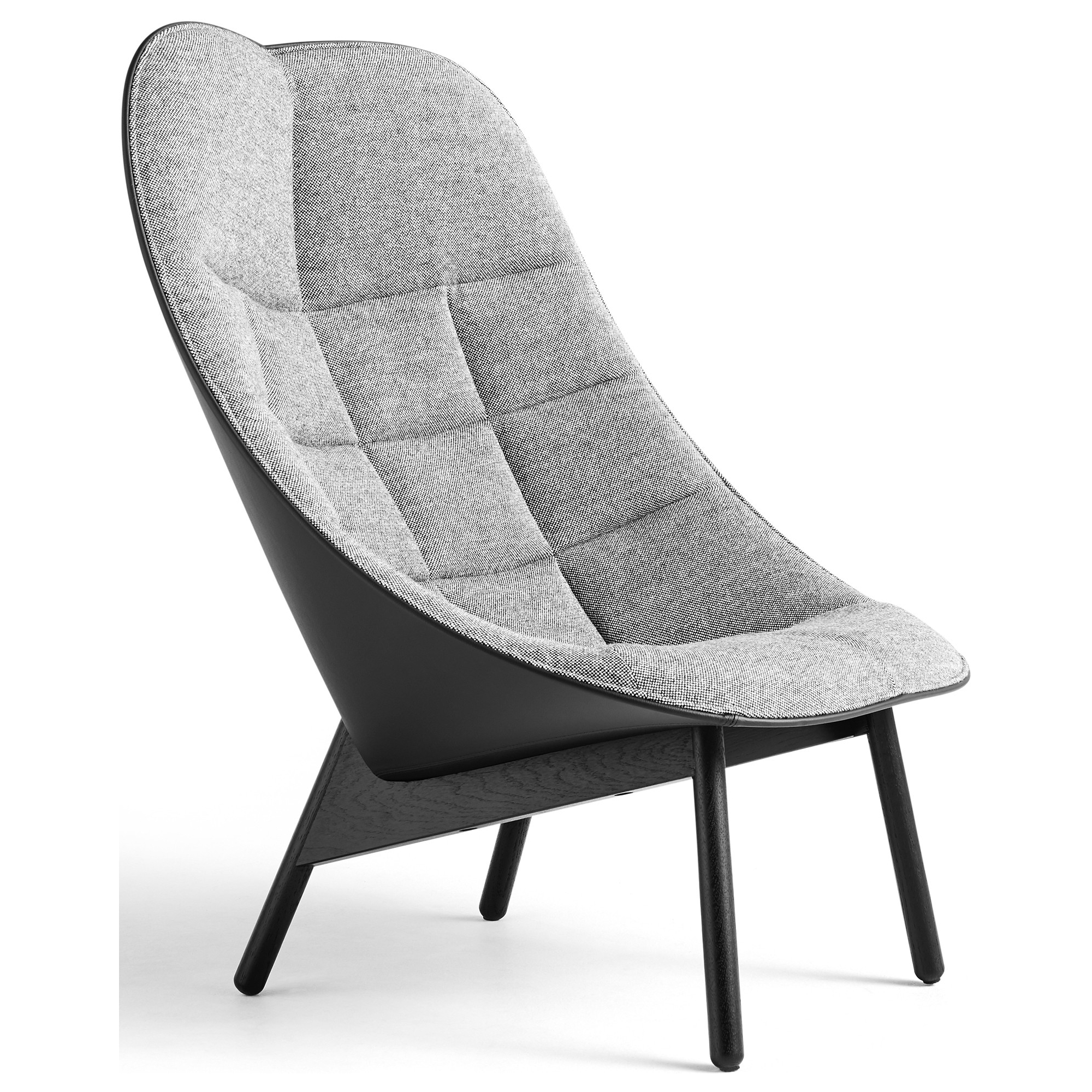 Hallingdal 166 / cuir Sierra SI1001 – chêne peint en noir – Fauteuil Uchiwa Quilt - HAY