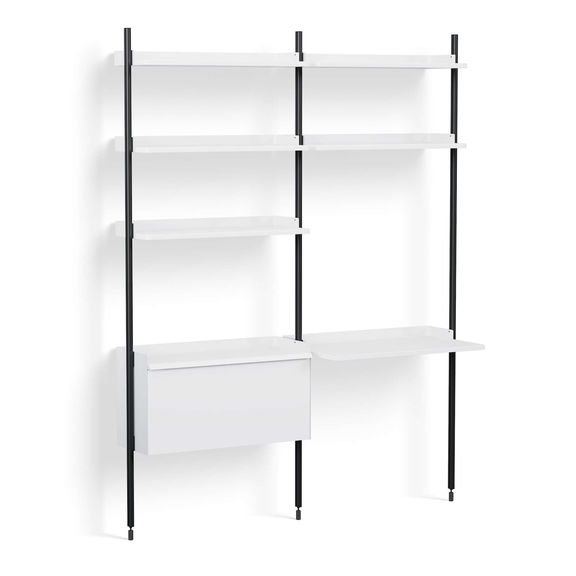 White Shelves + Black Anodised Aluminium Profiles – Pier System 12 - HAY