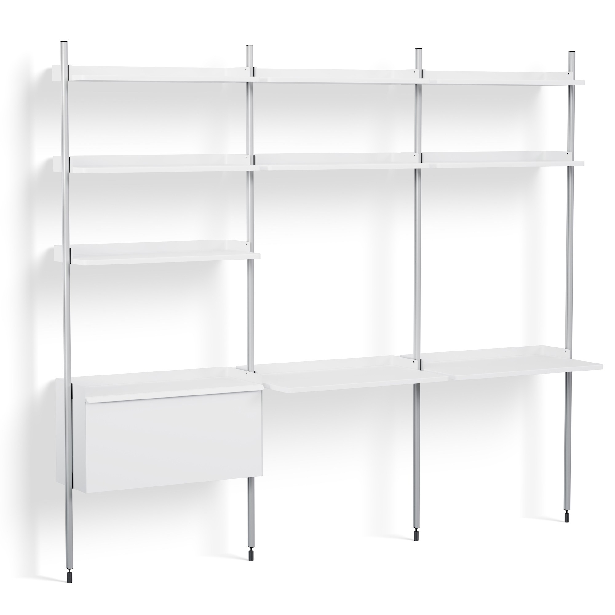 White Shelves + Anodised Aluminium Profiles – Pier System 13 - HAY