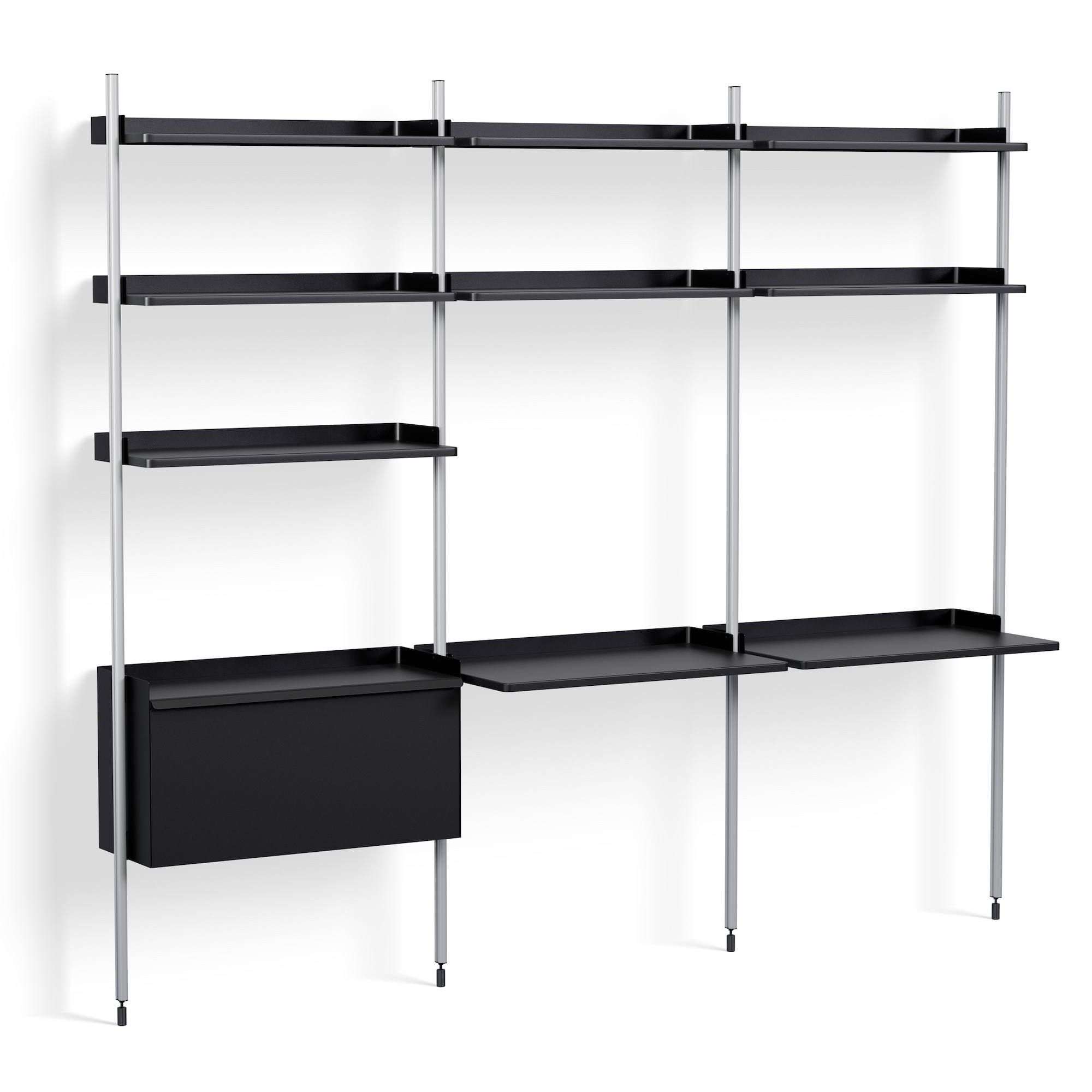 Black Shelves + Anodised Aluminium Profiles – Pier System 13 - HAY