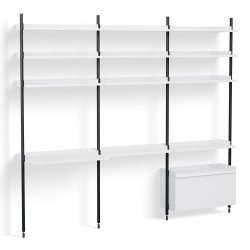 White Shelves + Black Anodised Aluminium Profiles – Pier System 23 - HAY