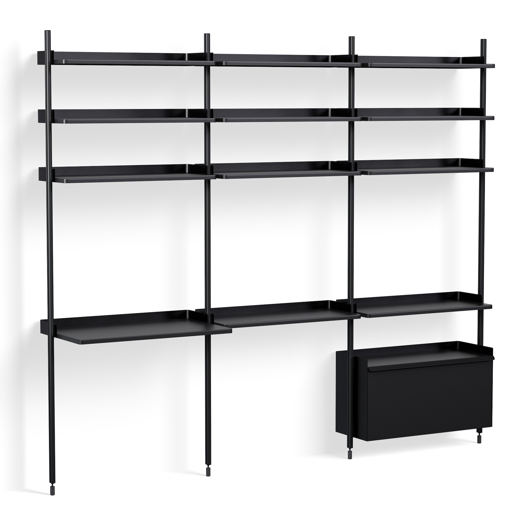 Black Shelves + Black Anodised Aluminium Profiles – Pier System 23 - HAY