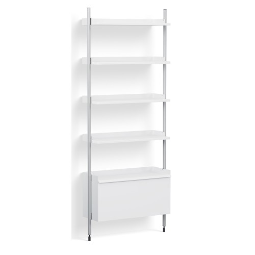 White Shelves + Anodised Aluminium Profiles – Pier System 121 - HAY