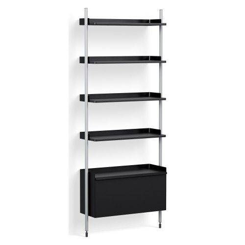 Black Shelves + Anodised Aluminium Profiles – Pier System 121 - HAY