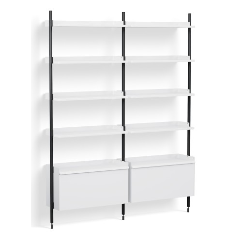 White Shelves + Black Anodised Aluminium Profiles – Pier System 122 - HAY