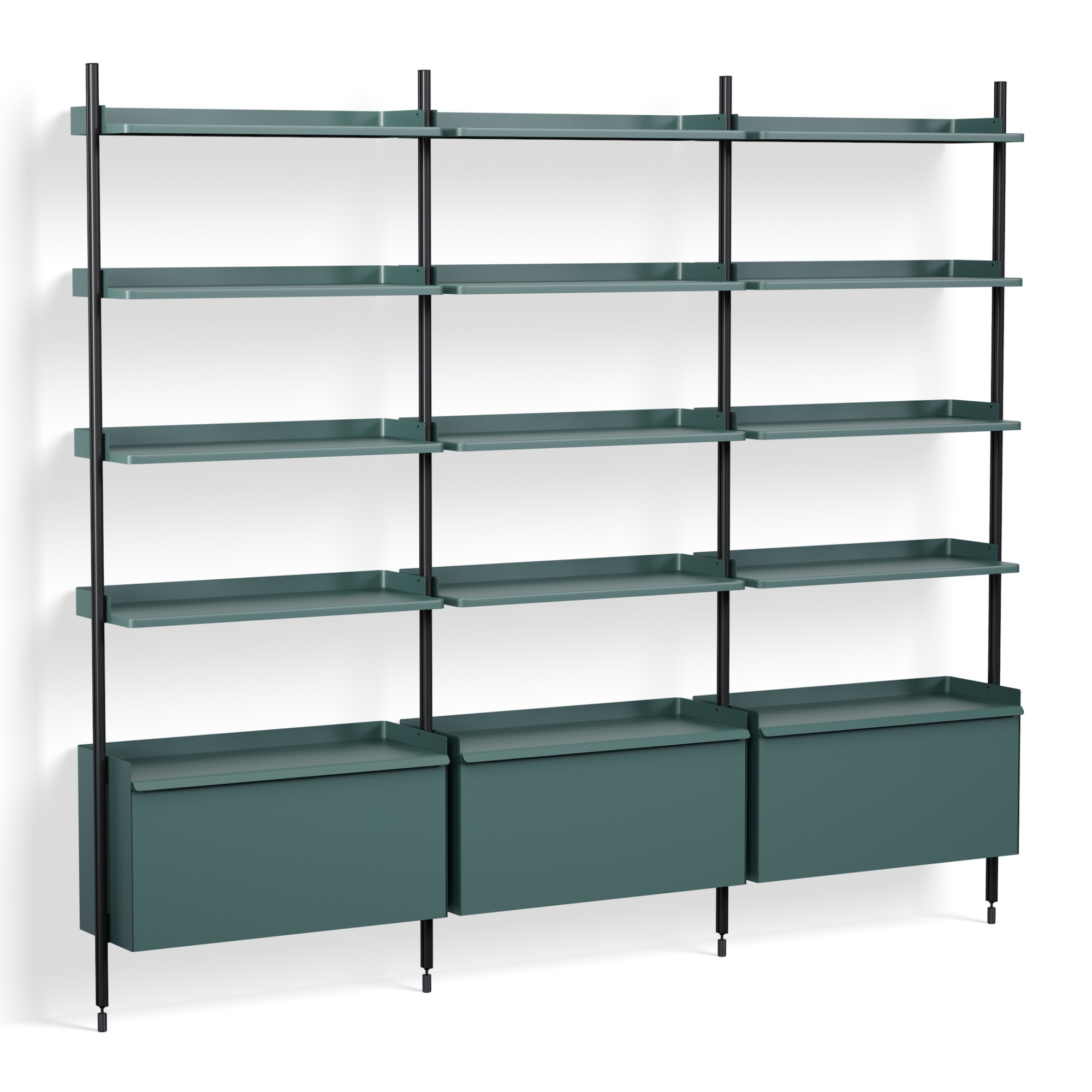 Blue Shelves + Black Anodised Aluminium Profiles – Pier System 123 - HAY