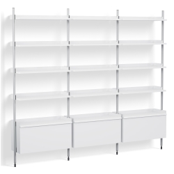 White Shelves + Anodised Aluminium Profiles – Pier System 123 - HAY