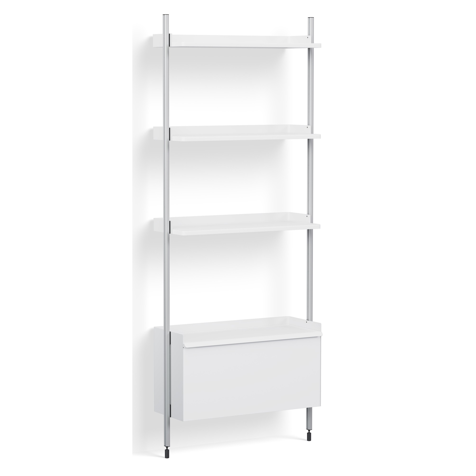 White Shelves + Anodised Aluminium Profiles – Pier System 131 - HAY