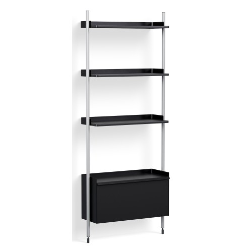 Black Shelves + Anodised Aluminium Profiles – Pier System 131 - HAY