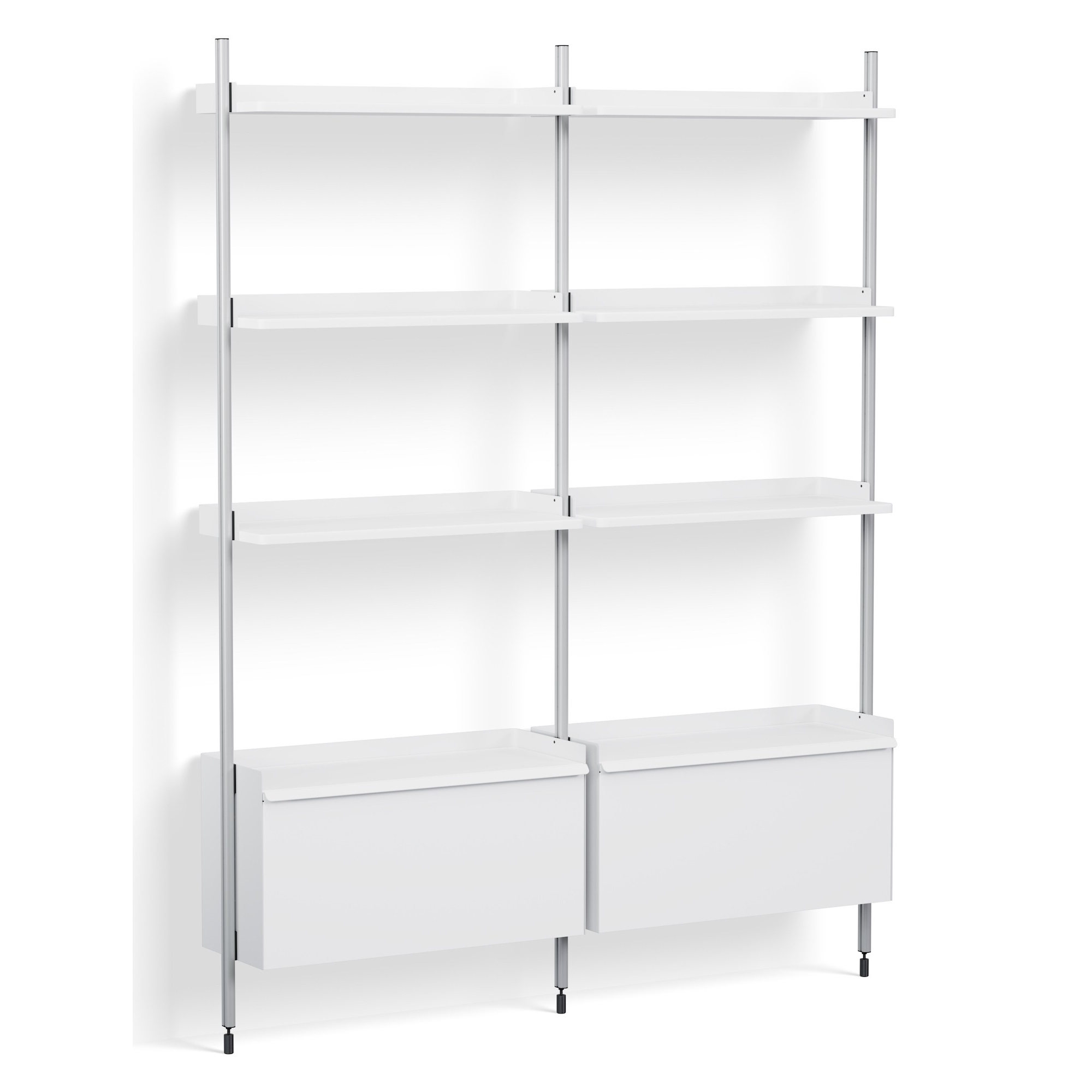 White Shelves + Anodised Aluminium Profiles – Pier System 132 - HAY