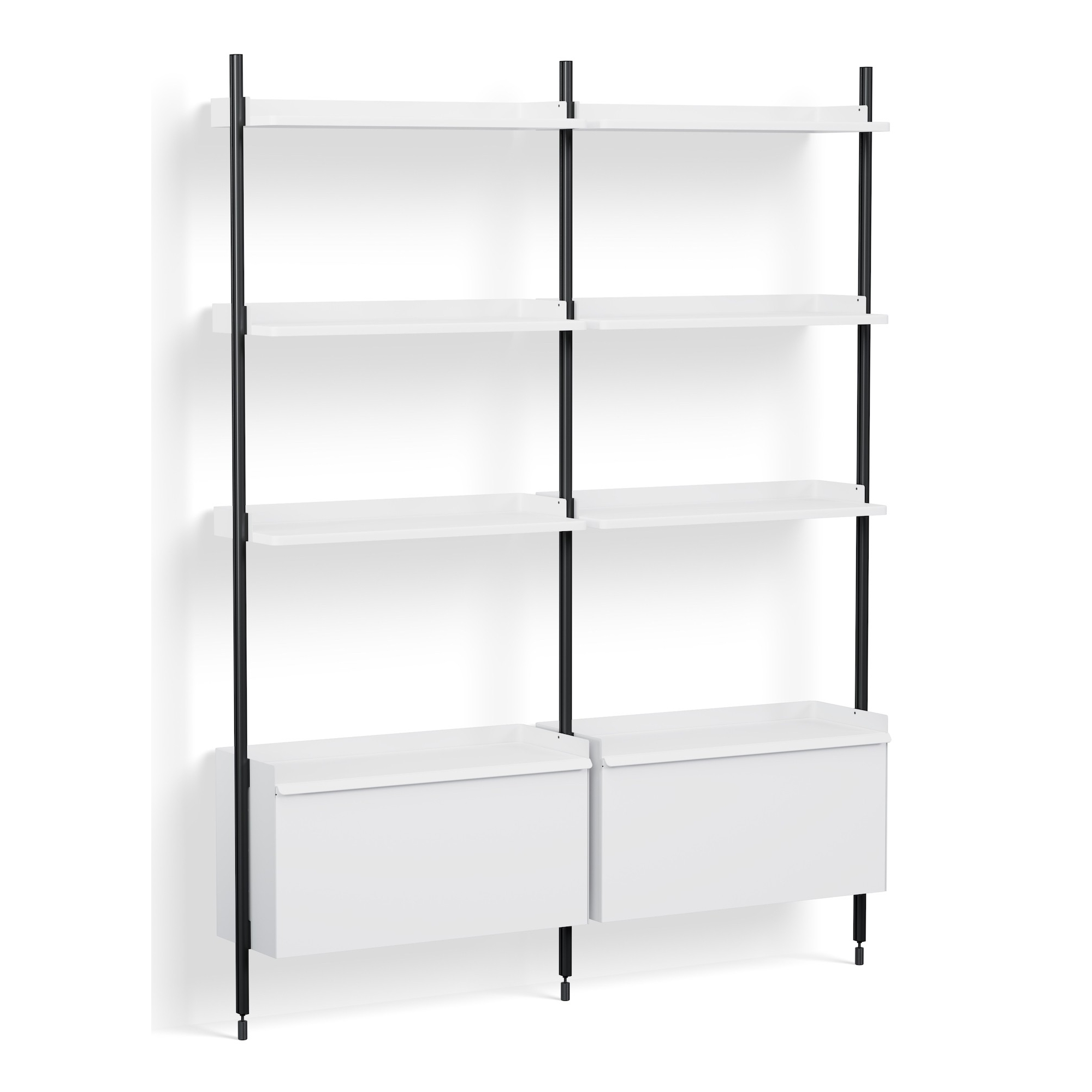 White Shelves + Black Anodised Aluminium Profiles – Pier System 132 - HAY