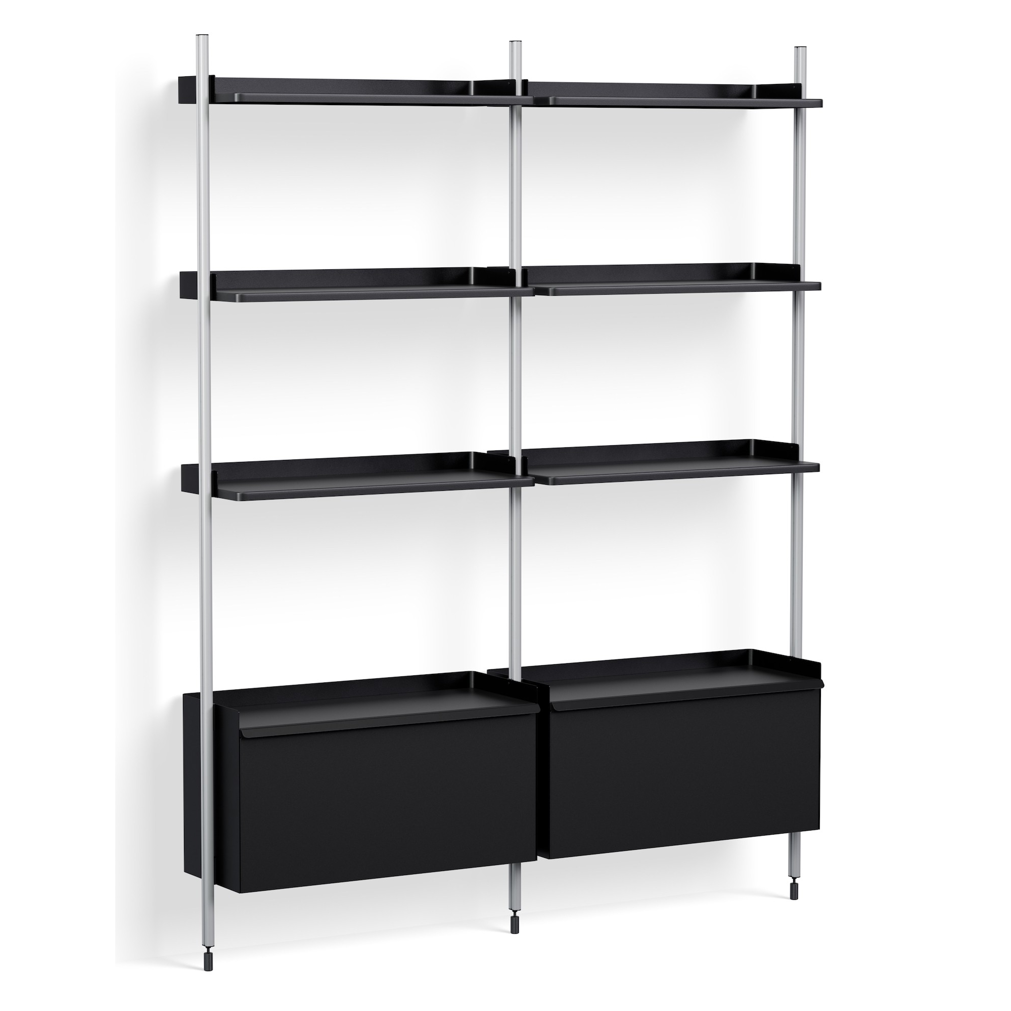 Black Shelves + Anodised Aluminium Profiles – Pier System 132 - HAY