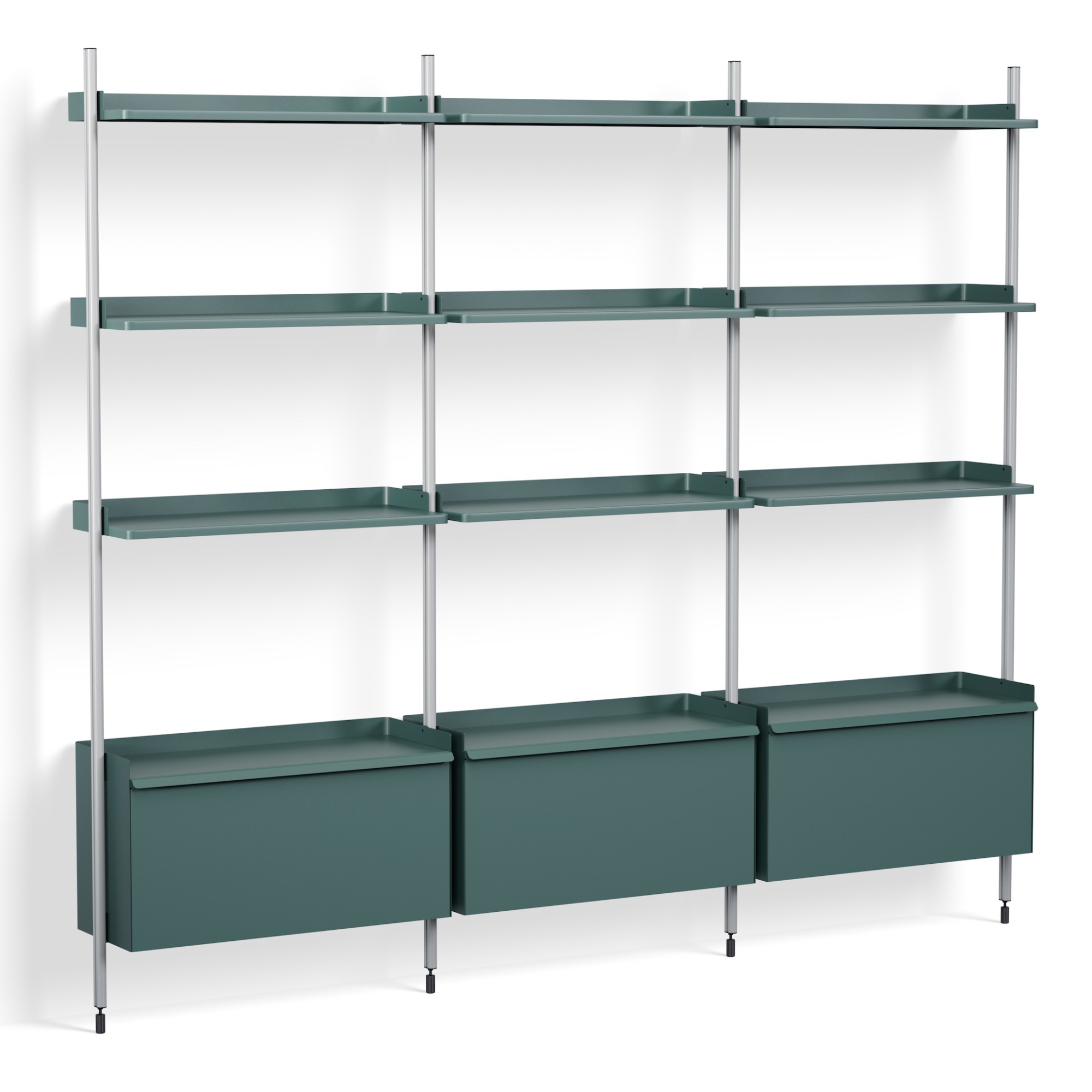 Blue Shelves + Anodised Aluminium Profiles – Pier System 133 - HAY