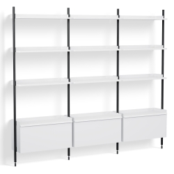 White Shelves + Black Anodised Aluminium Profiles – Pier System 133 - HAY