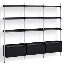 Black Shelves + Anodised Aluminium Profiles – Pier System 133 - HAY