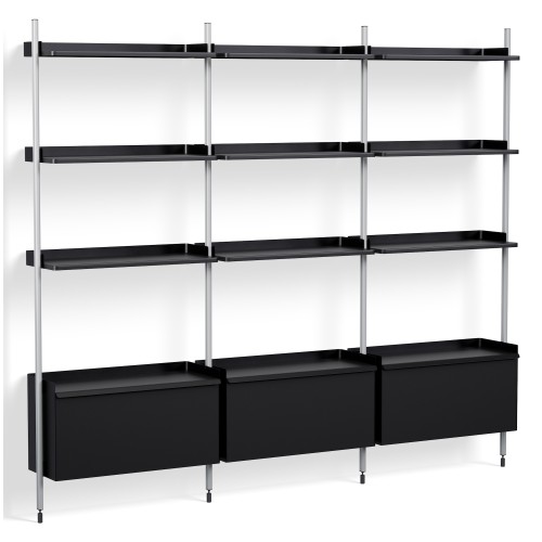 Black Shelves + Anodised Aluminium Profiles – Pier System 133 - HAY