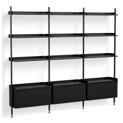 Black Shelves + Black Anodised Aluminium Profiles – Pier System 133 - HAY