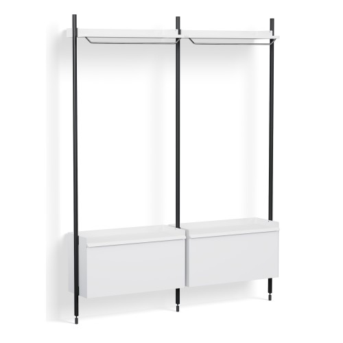 Pier System 1002 – PS White Shelves + Black Anodised Aluminium Profiles - HAY