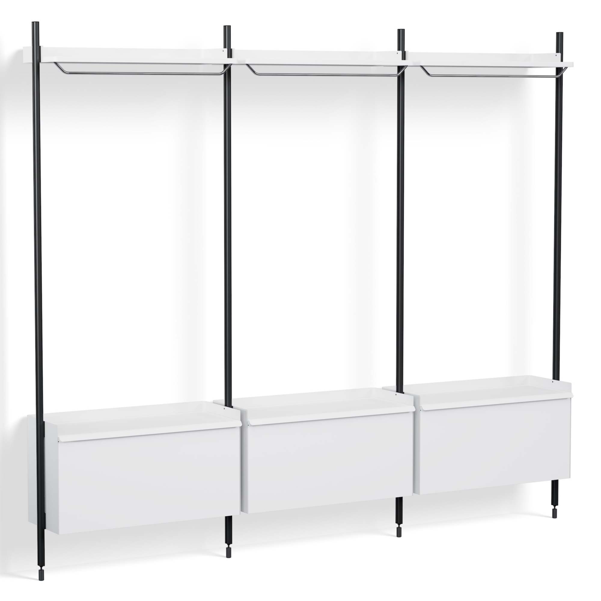 Pier System 1003 – PS White Shelves + Black Anodised Aluminium Profiles - HAY