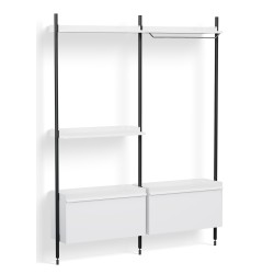 Pier System 1072 – PS White Shelves + Black Anodised Aluminium Profiles - HAY