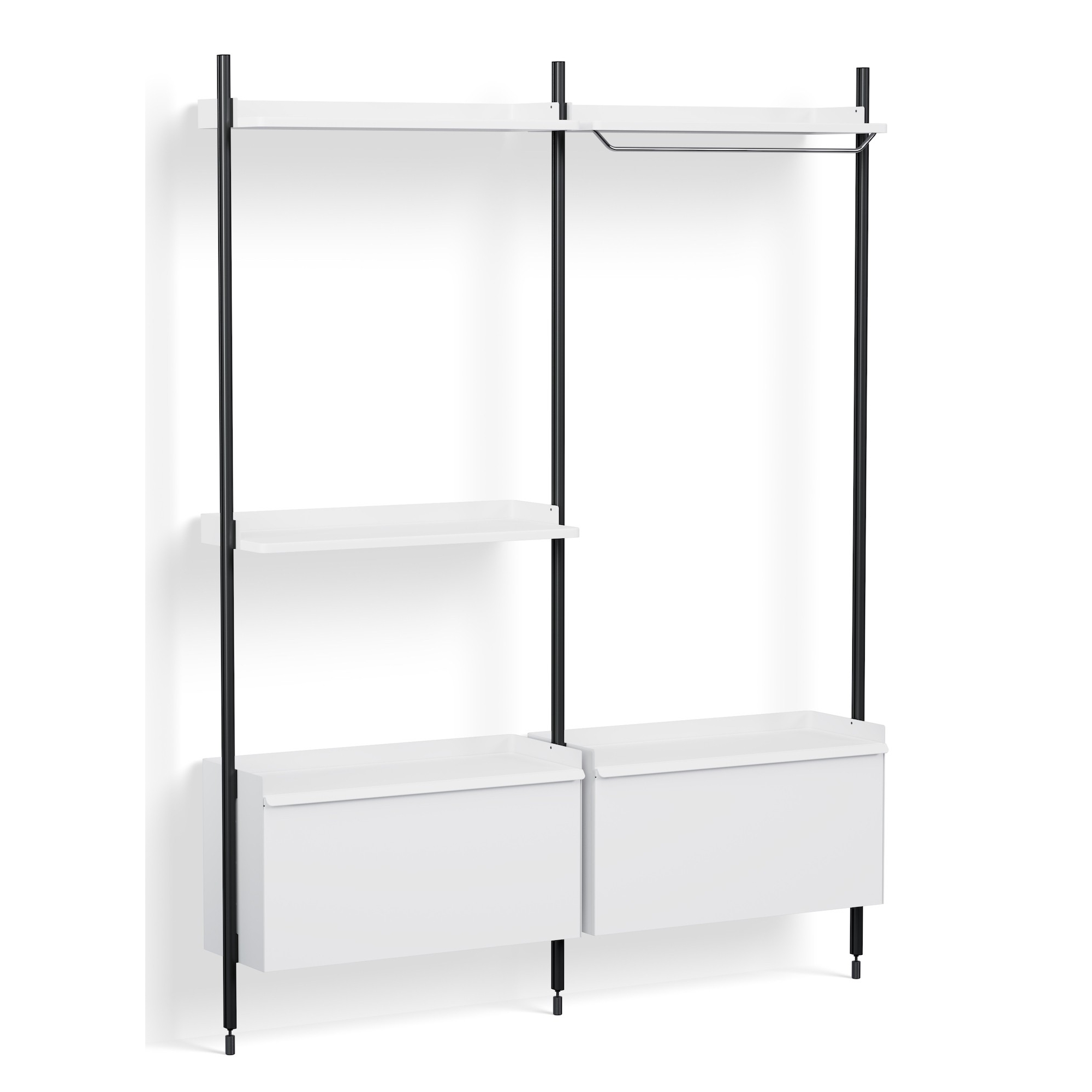 Pier System 1072 – PS White Shelves + Black Anodised Aluminium Profiles - HAY