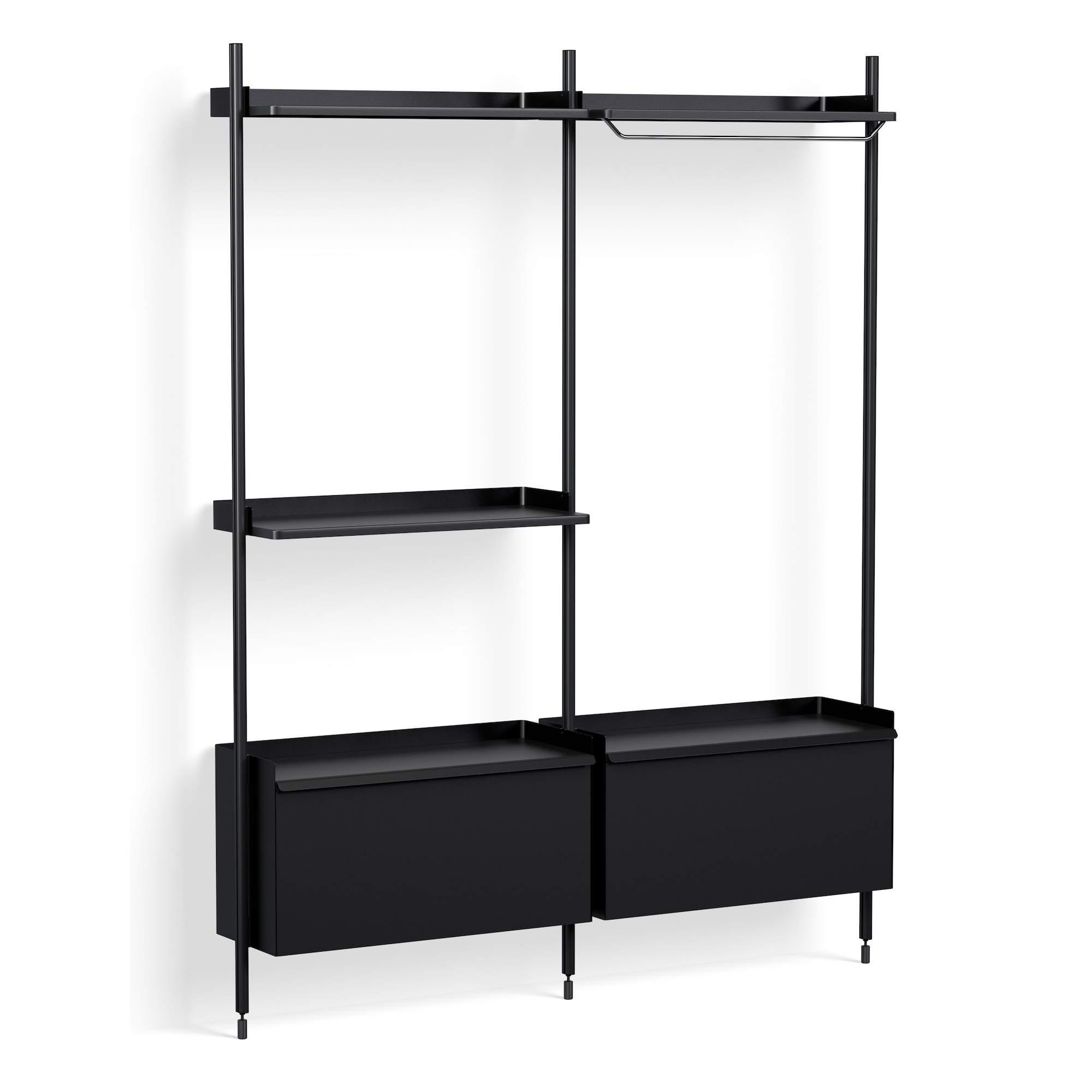 Pier System 1072 – PS Black Shelves + Black Anodised Aluminium Profiles - HAY