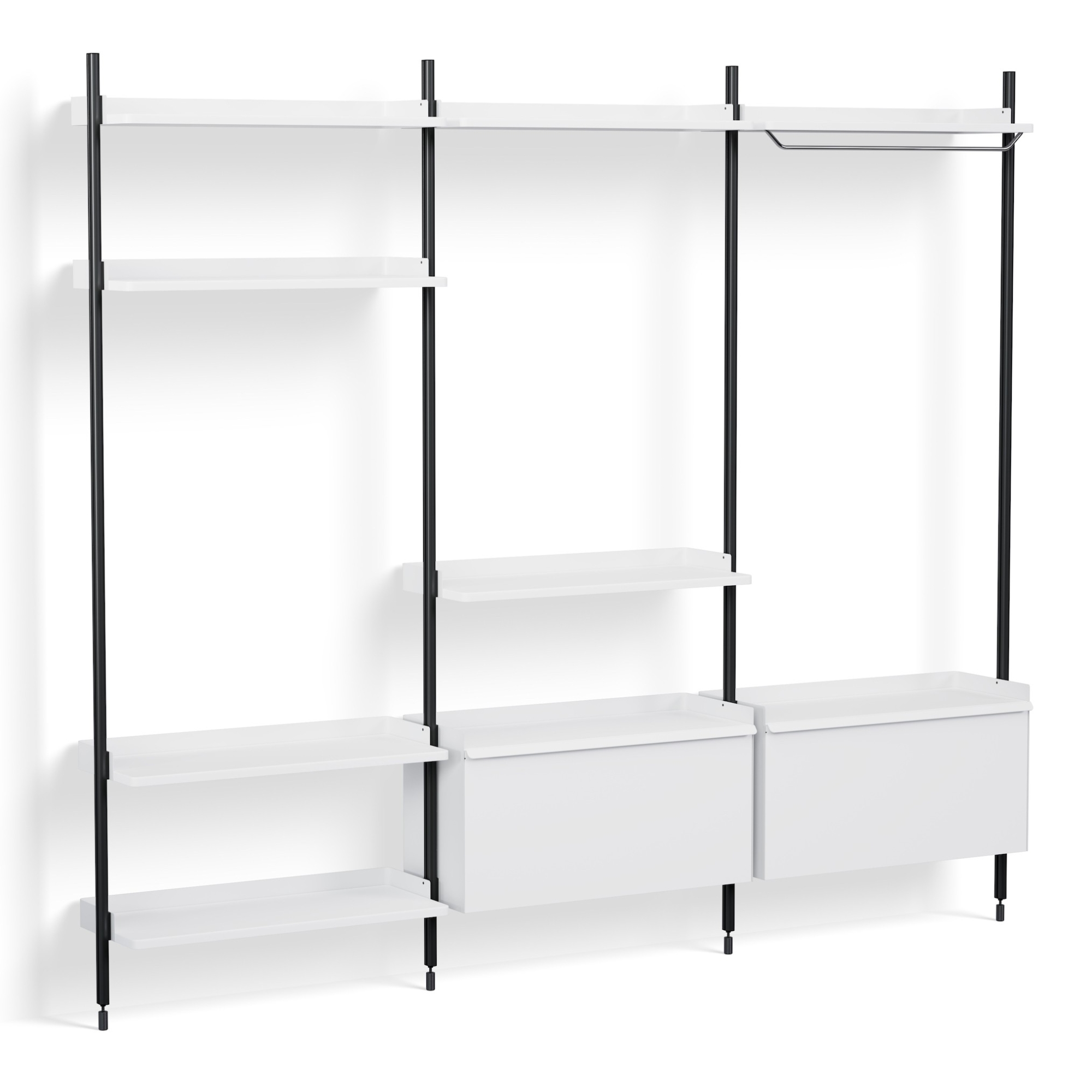 Pier System 1093 – PS White Shelves + Black Anodised Aluminium Profiles - HAY