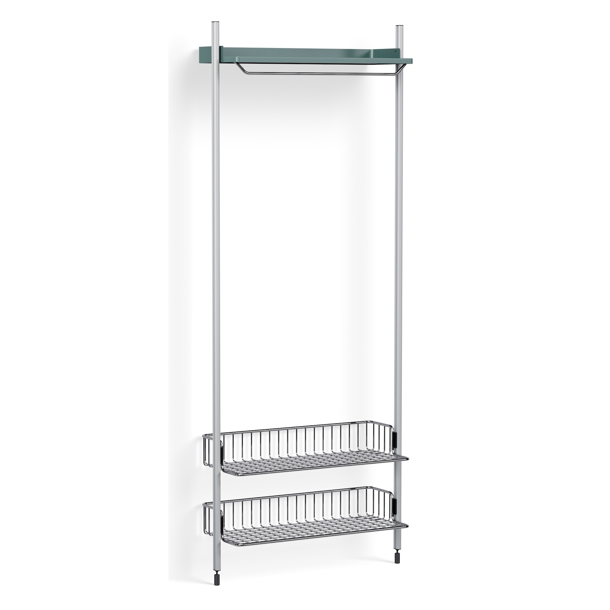 Pier System 1011 – PS Blue Shelf + Chromed Wire Shelves + Anodised Aluminium Profiles - HAY