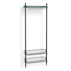 Pier System 1011 – PS Blue Shelf + Chromed Wire Shelves + Black Anodised Aluminium Profiles - HAY