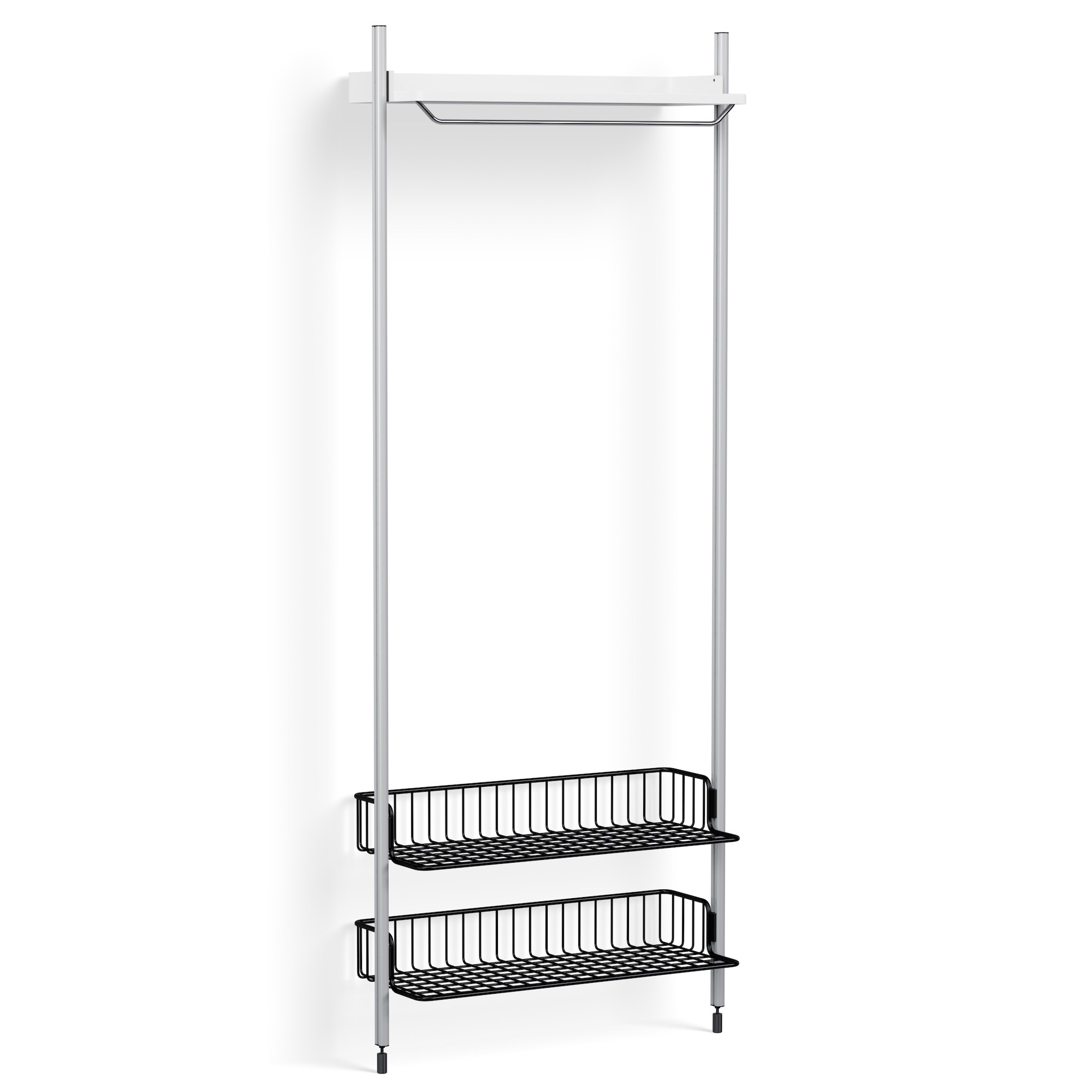 Pier System 1011 – PS White Shelf + Anthracite Wire Shelves + Anodised Aluminium Profiles - HAY