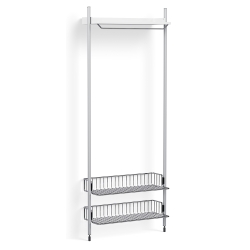 Pier System 1011 – PS White Shelf + Chromed Wire Shelves + Anodised Aluminium Profiles - HAY