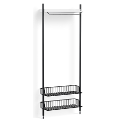 Pier System 1011 – Étagère Blanc PS + Grilles Anthracite + Montants Aluminium anodisé Noir - HAY