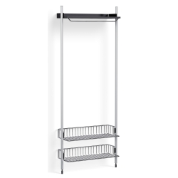 Pier System 1011 – PS Black Shelf + Chromed Wire Shelves + Anodised Aluminium Profiles - HAY