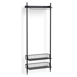 Pier System 1011 – PS Black Shelf + Anthracite Wire Shelves + Black Anodised Aluminium Profiles - HAY