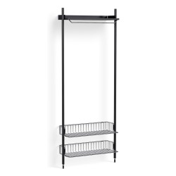 Pier System 1011 – PS Black Shelf + Chromed Wire Shelves + Black Anodised Aluminium Profiles - HAY