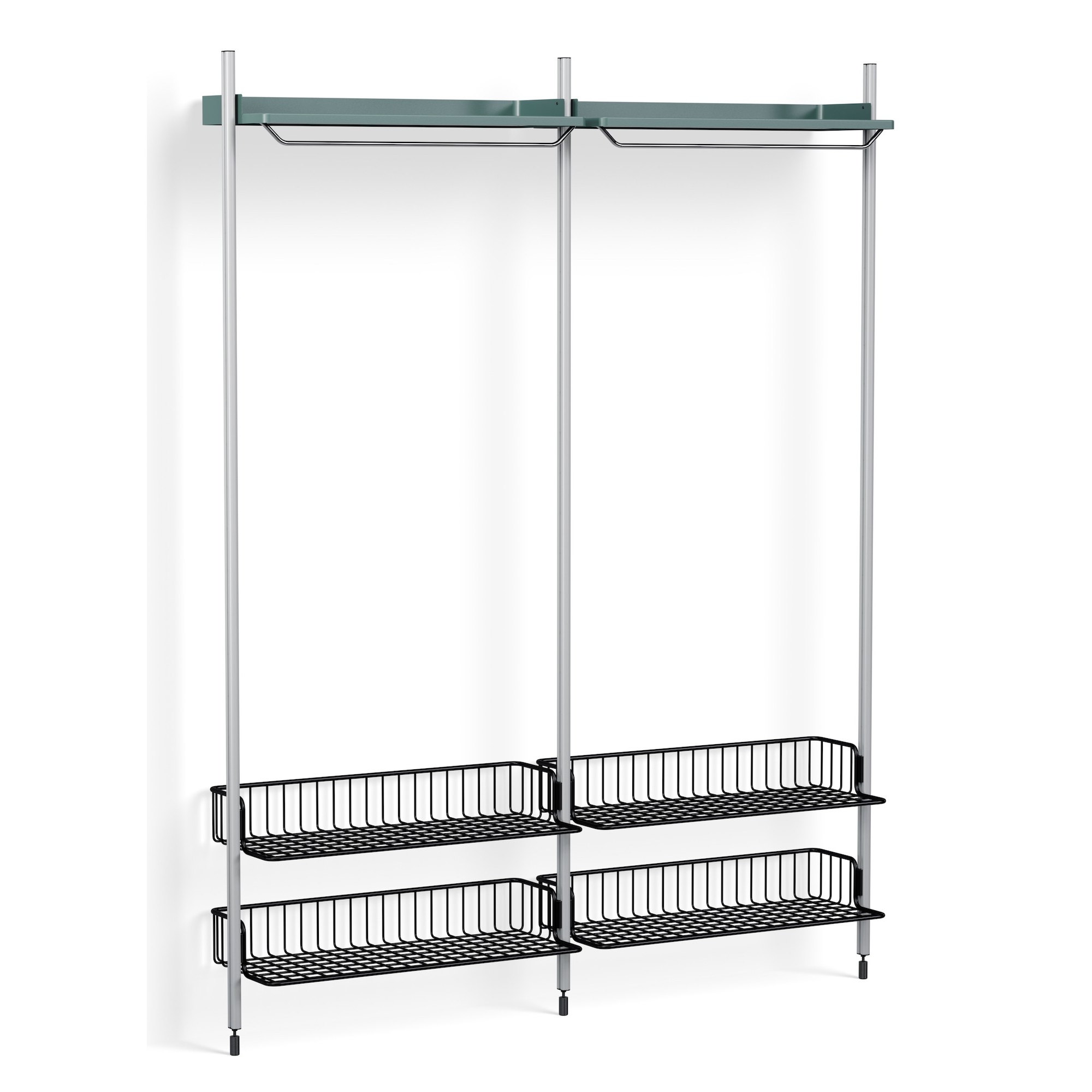 Pier System 1012 – PS Blue Shelves + Anthracite Wire Shelves + Anodised Aluminium Profiles - HAY