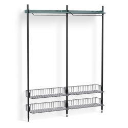 Pier System 1012 – PS Blue Shelves + Chromed Wire Shelves + Black Anodised Aluminium Profiles - HAY