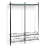 Pier System 1012 – PS Blue Shelves + Chromed Wire Shelves + Black Anodised Aluminium Profiles - HAY