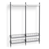 Pier System 1012 – PS White Shelves + Chromed Wire Shelves + Black Anodised Aluminium Profiles - HAY