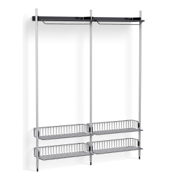 Pier System 1012 – PS Black Shelves + Chromed Wire Shelves + Anodised Aluminium Profiles - HAY