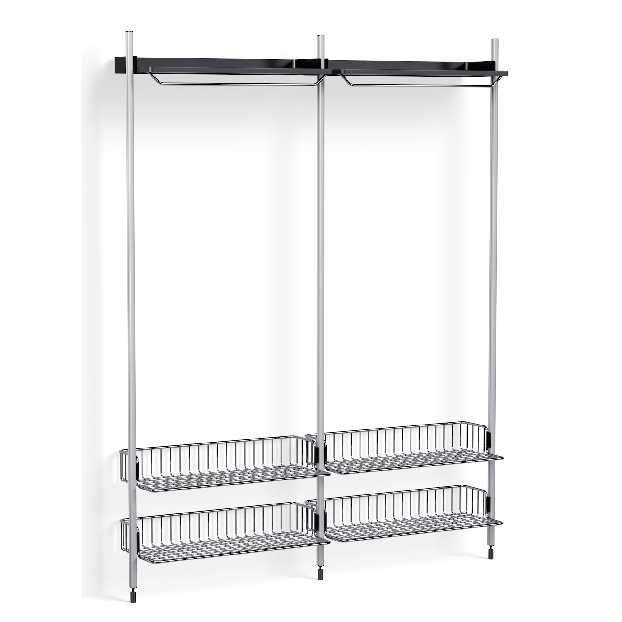 Pier System 1012 – PS Black Shelves + Chromed Wire Shelves + Anodised Aluminium Profiles - HAY