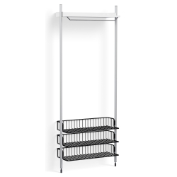 Pier System 1021 – Étagère Blanc PS + Grilles Anthracite + Montants Aluminium anodisé - HAY