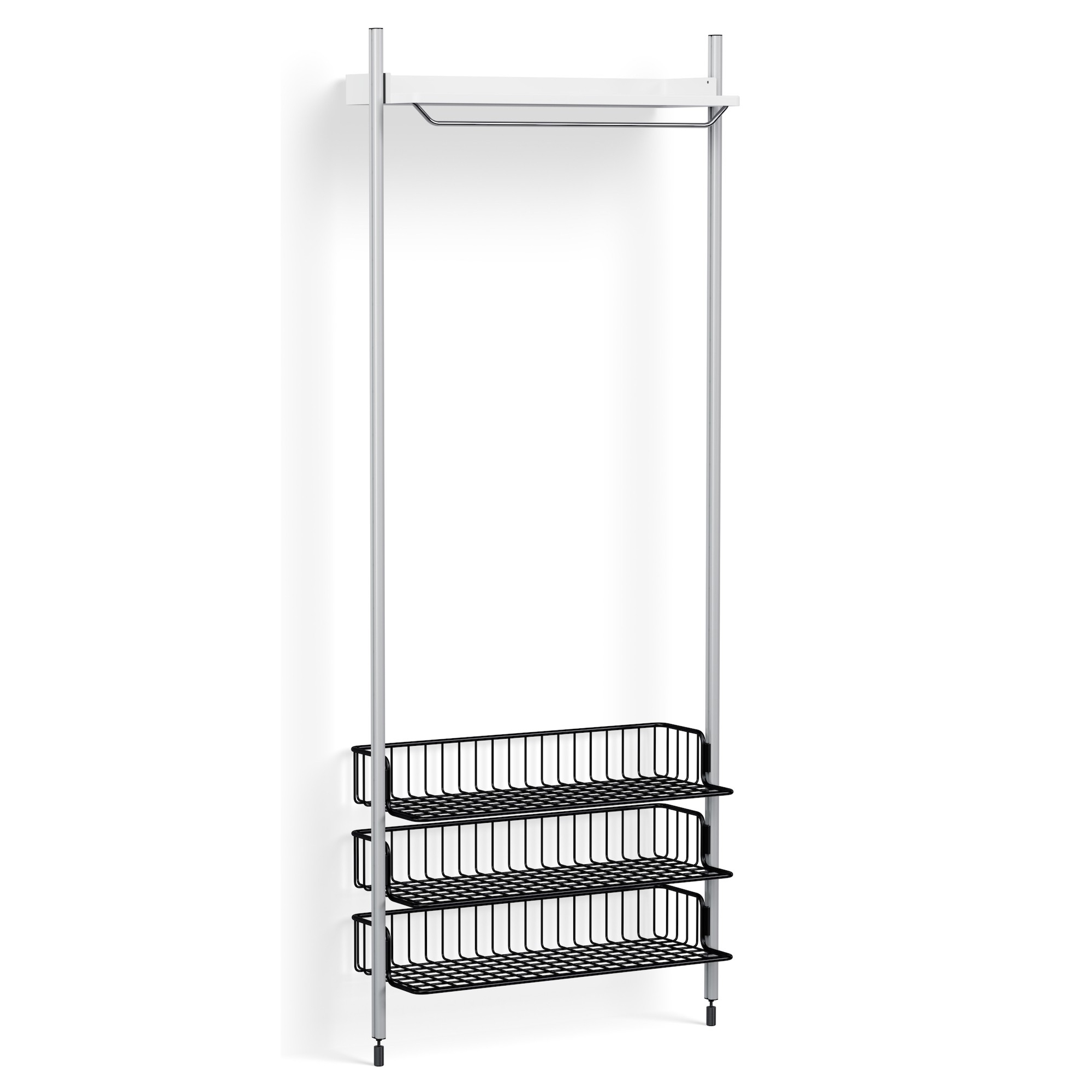 Pier System 1021 – Étagère Blanc PS + Grilles Anthracite + Montants Aluminium anodisé - HAY