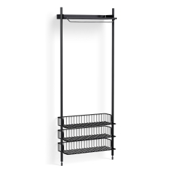 Pier System 1021 – Étagère Noir PS + Grilles Anthracite + Montants Aluminium anodisé Noir - HAY