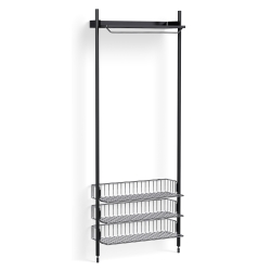 Pier System 1021 – Étagère Noir PS + Grilles Chrome + Montants Aluminium anodisé Noir - HAY